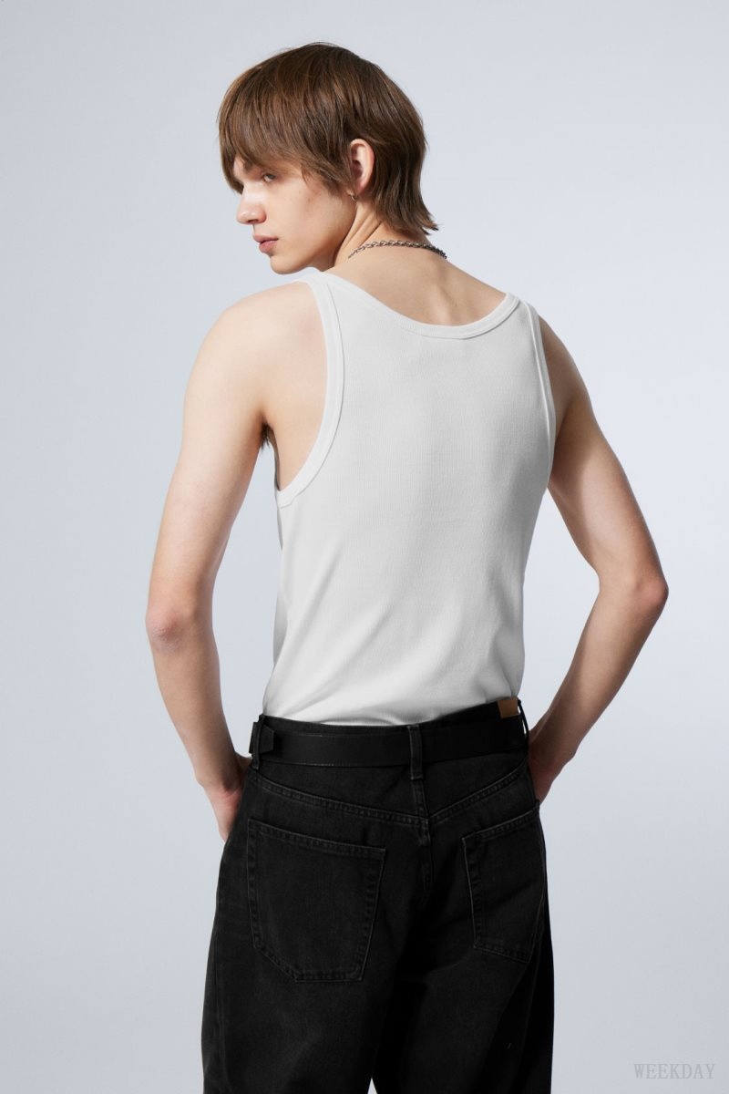 Weekday Matheus Rib Tank Top White | LWRX4943