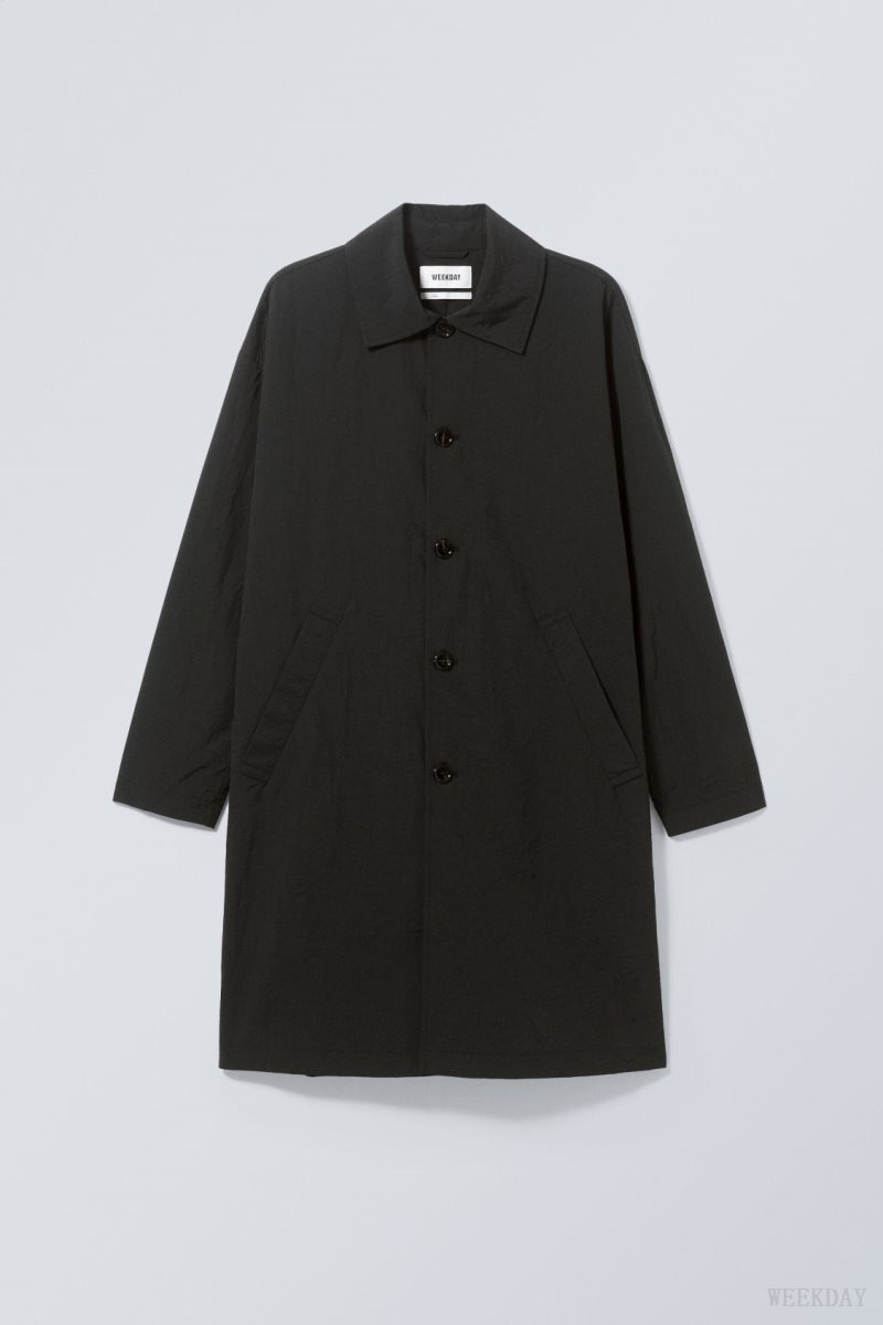 Weekday Matty Oversized Nylon Coat Black | ZOUC1964