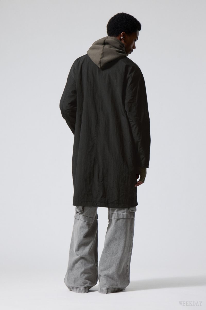 Weekday Matty Oversized Nylon Coat Black | ZOUC1964