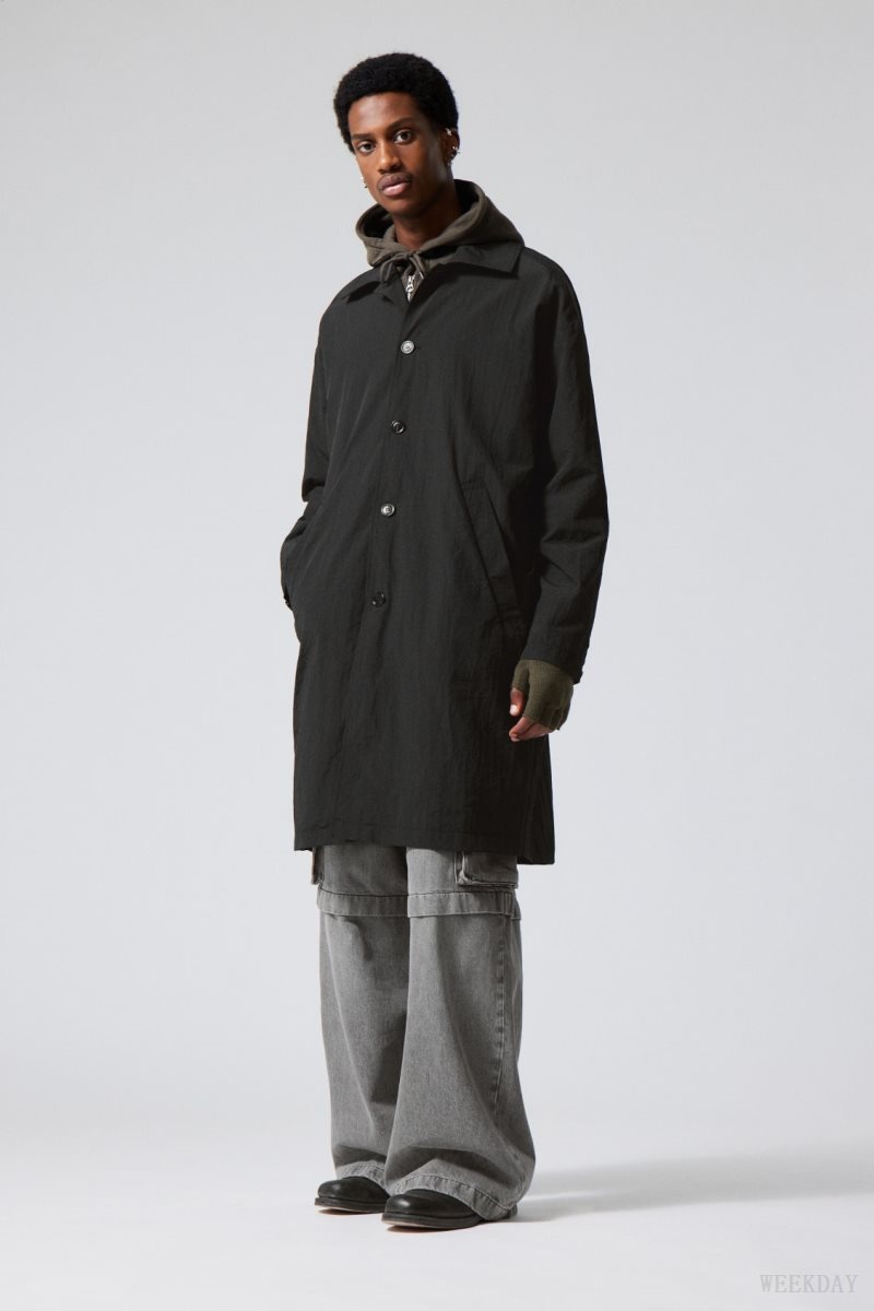 Weekday Matty Oversized Nylon Coat Black | ZOUC1964