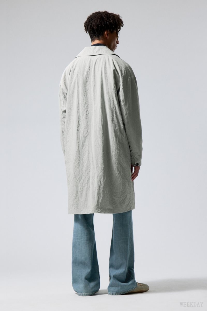 Weekday Matty Oversized Nylon Coat Grey | GQMG2508