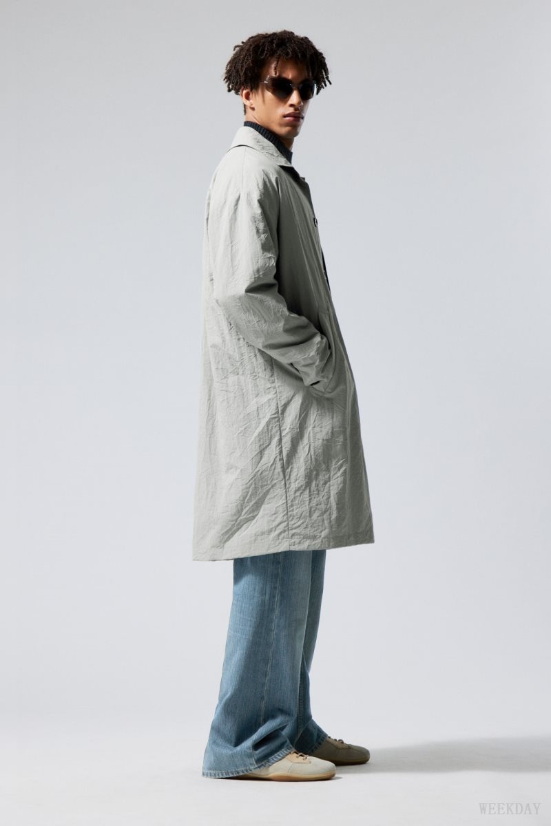 Weekday Matty Oversized Nylon Coat Grey | GQMG2508