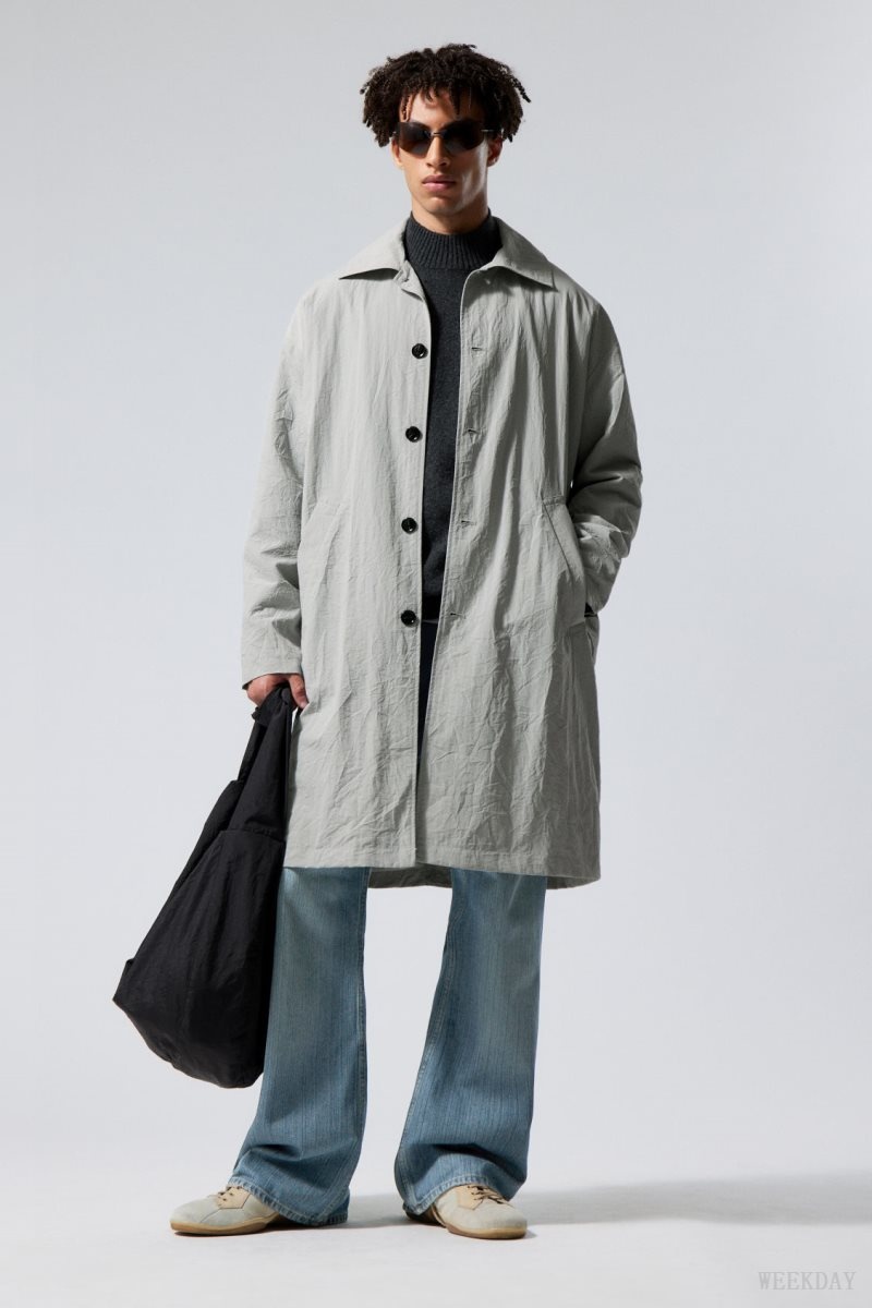 Weekday Matty Oversized Nylon Coat Grey | GQMG2508