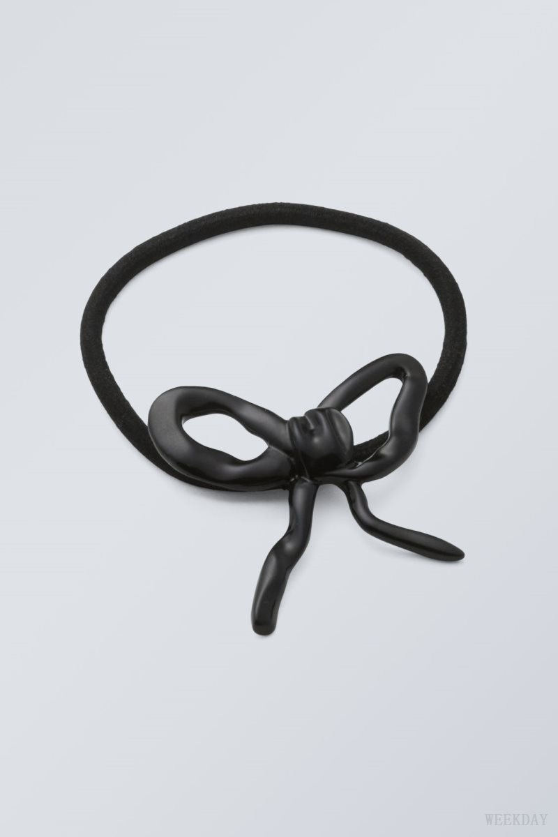 Weekday Metal Bow Hair Elastic Black | DMAK3578