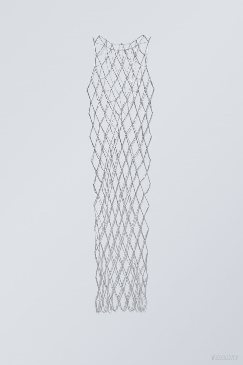 Weekday Metal Chain Link Dress Silver | BKHQ8222