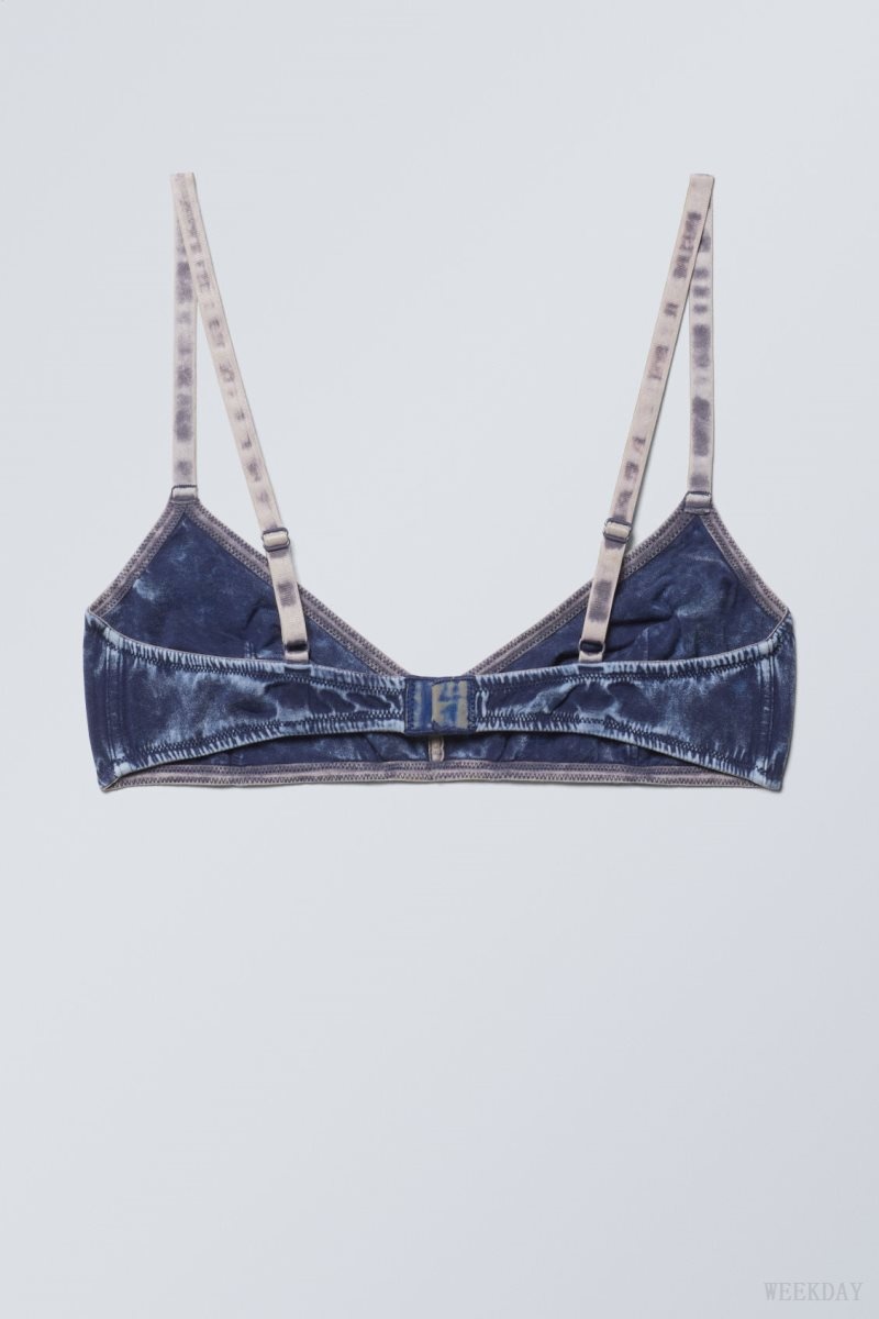 Weekday Miley Washed Cotton Bra Bra Blue | AGFN9699