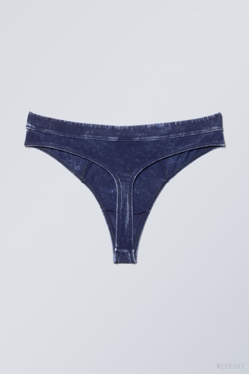 Weekday Miley Washed Cotton Thong Thong Blue | BZSR7491