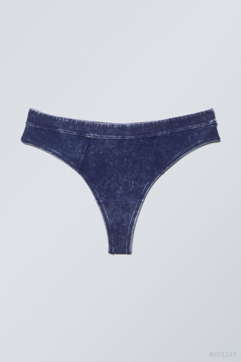 Weekday Miley Washed Cotton Thong Thong Blue | BZSR7491