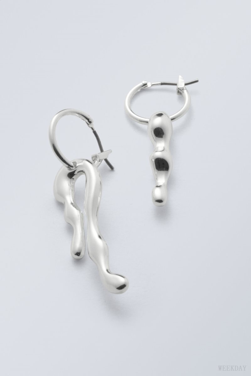 Weekday Millie Hoop Earrings Silver | PFMT9909