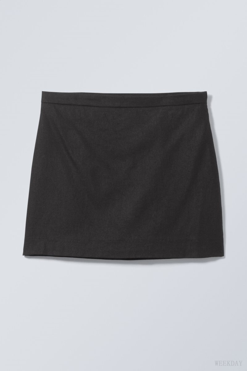 Weekday Millie Linen Mix Mini Skirt Black | VAZK7630