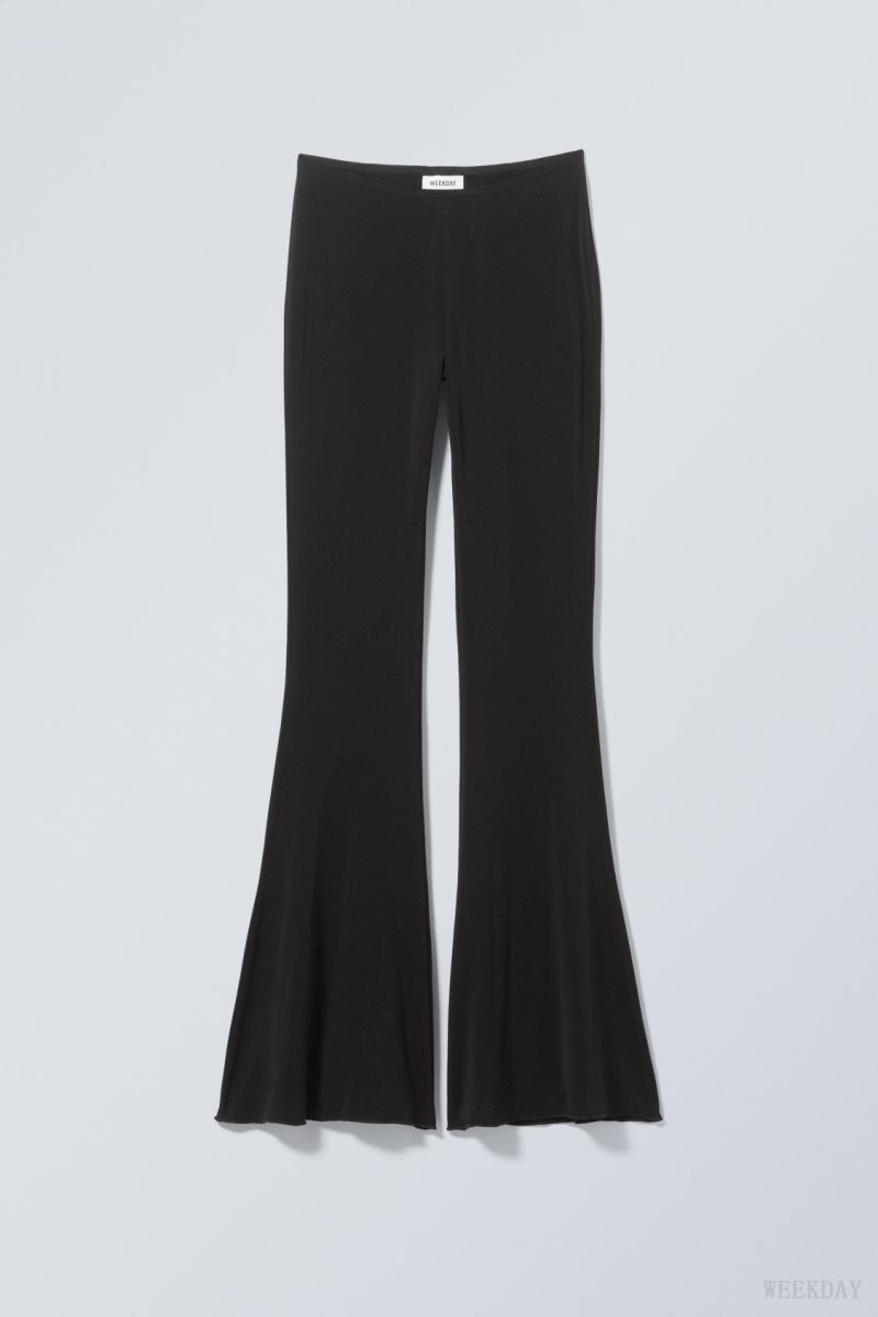 Weekday Mina Flared Jersey Trousers Black | EJEQ7922