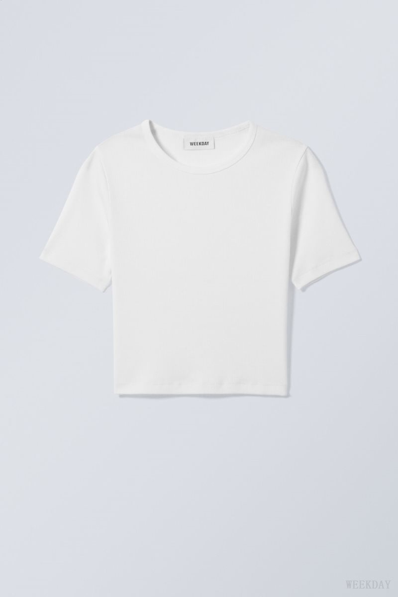 Weekday Mini Rib Crop Top White | WQHM7035