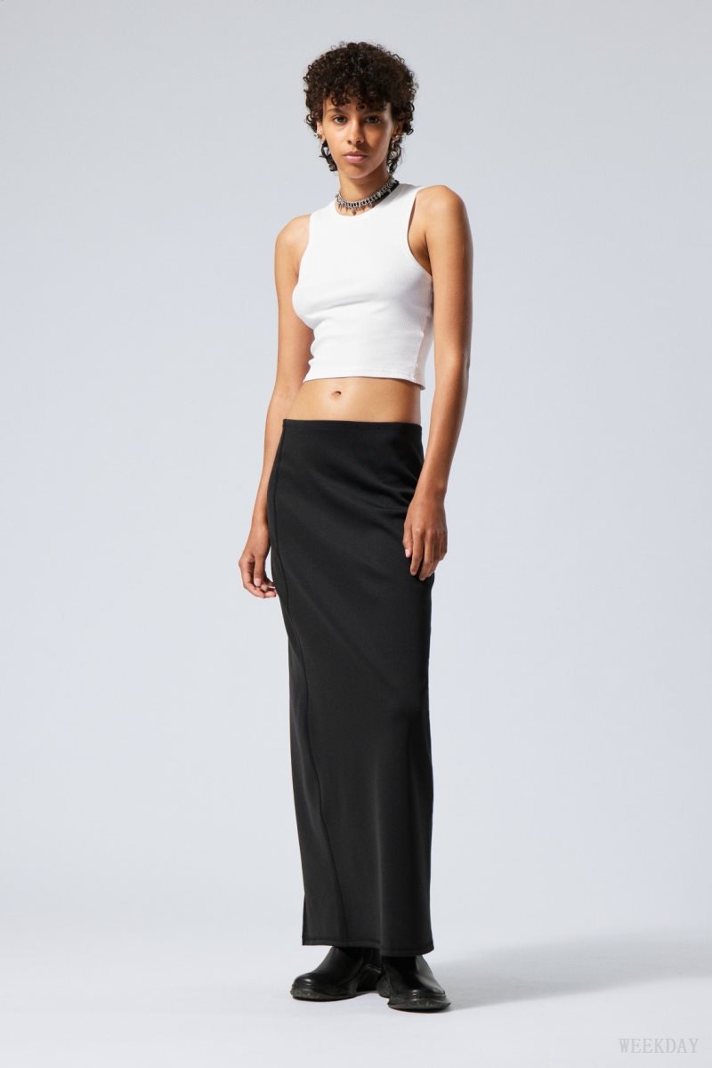 Weekday Minimal Long Skirt Black | AWDX0732