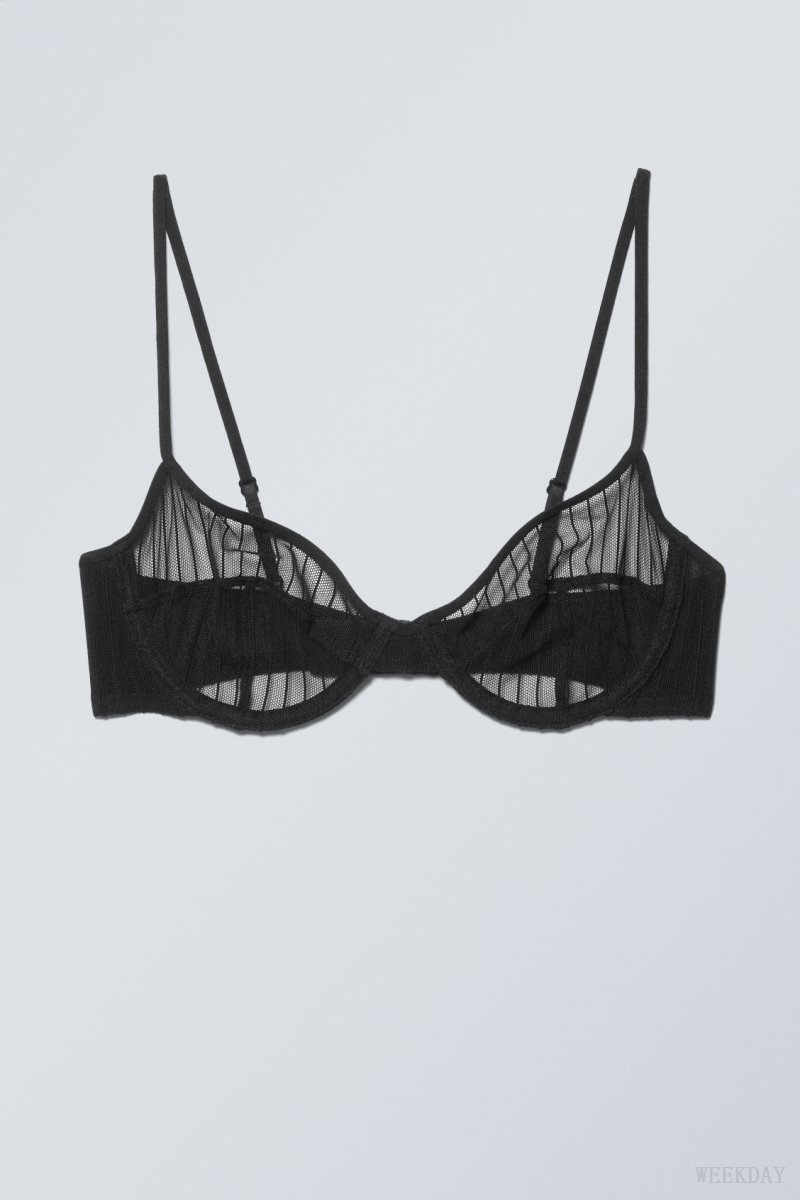 Weekday Molly Underwire Bra Bra Black Stripes | HCSS7989