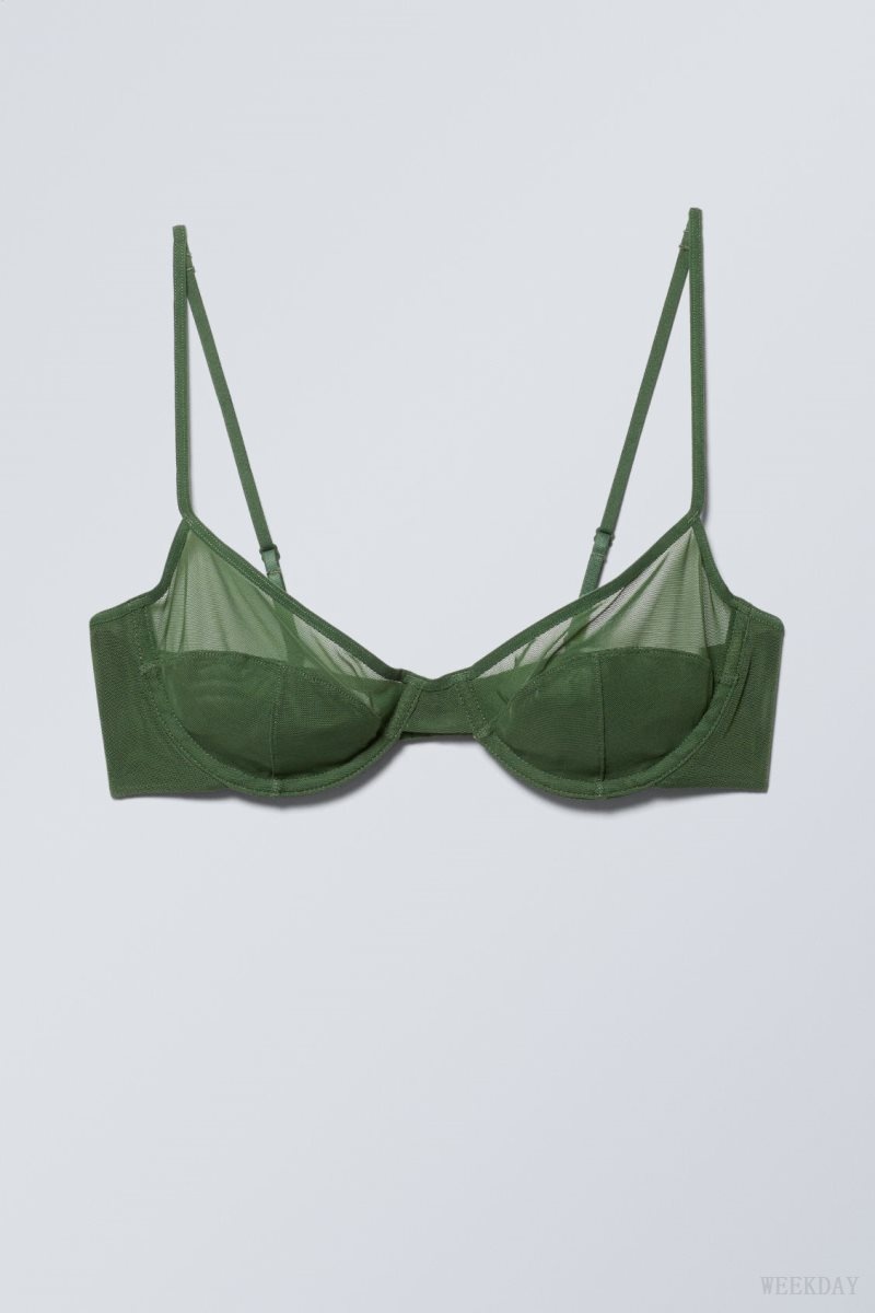 Weekday Molly Underwire Bra Bra Dark Green | IVLB6942