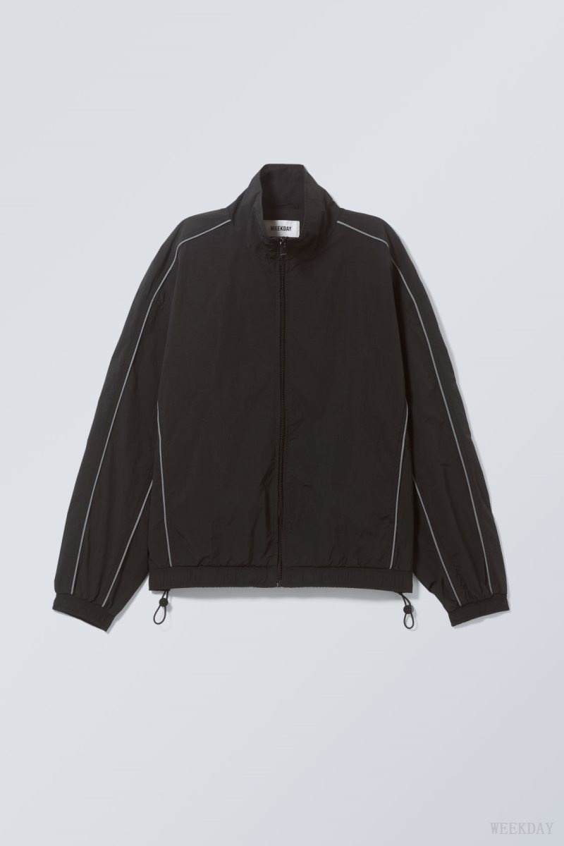 Weekday Nera Windbreaker Jacket Black | LLZF7826