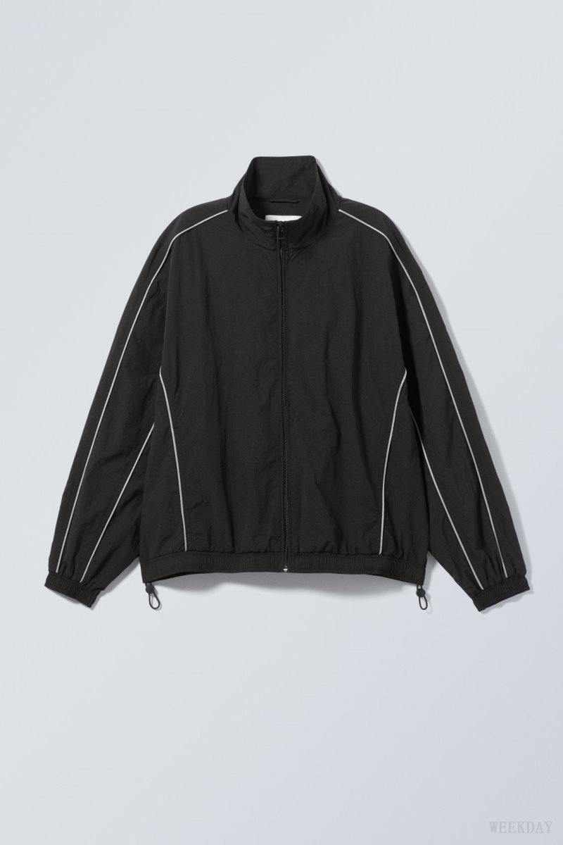 Weekday Nera Windbreaker Jacket Black | ZNKQ2147