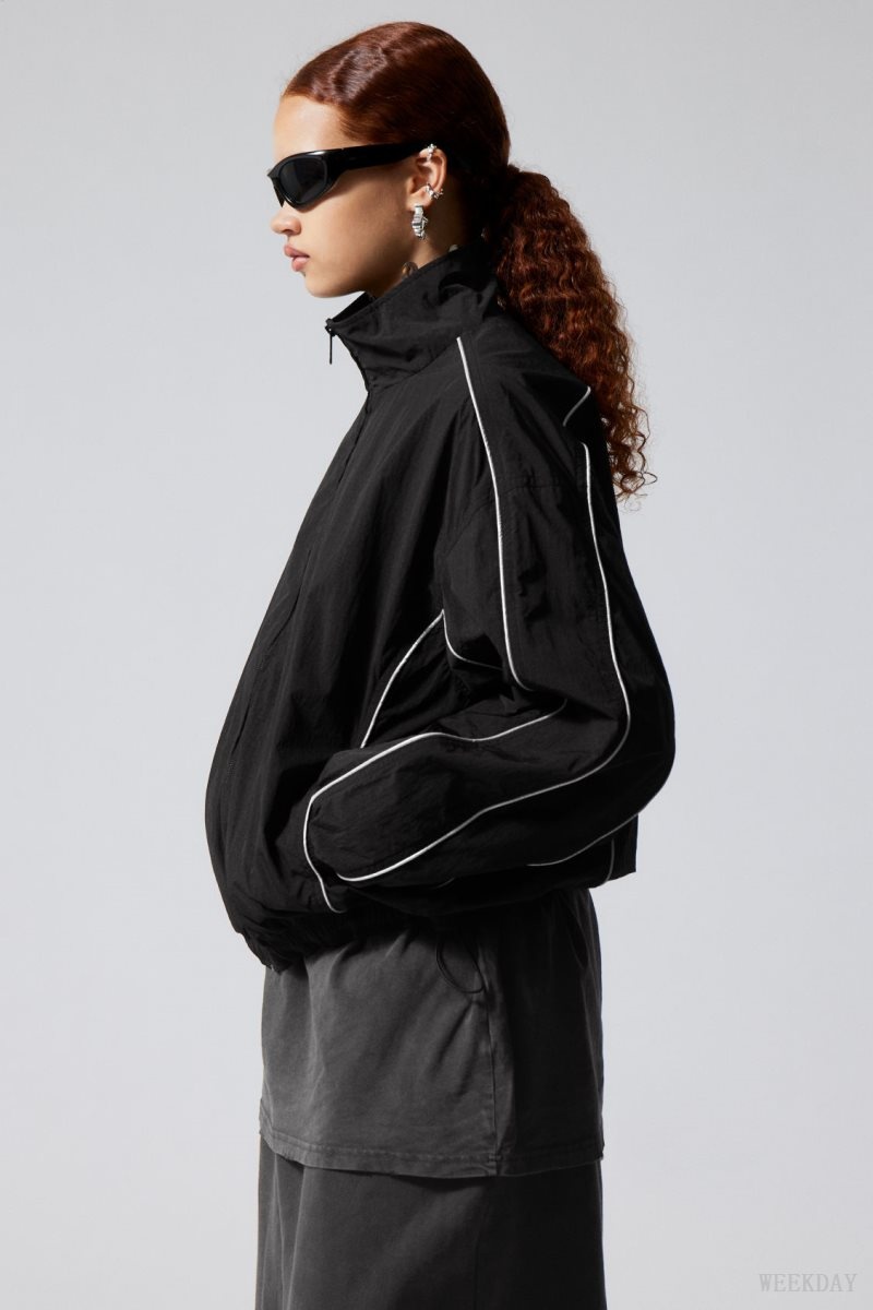 Weekday Nera Windbreaker Jacket Black | ZNKQ2147