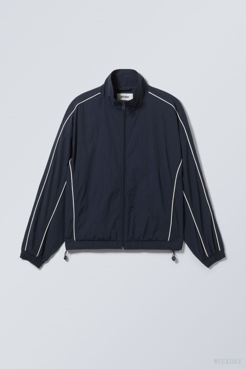 Weekday Nera Windbreaker Jacket Dark Blue | OJIL4162