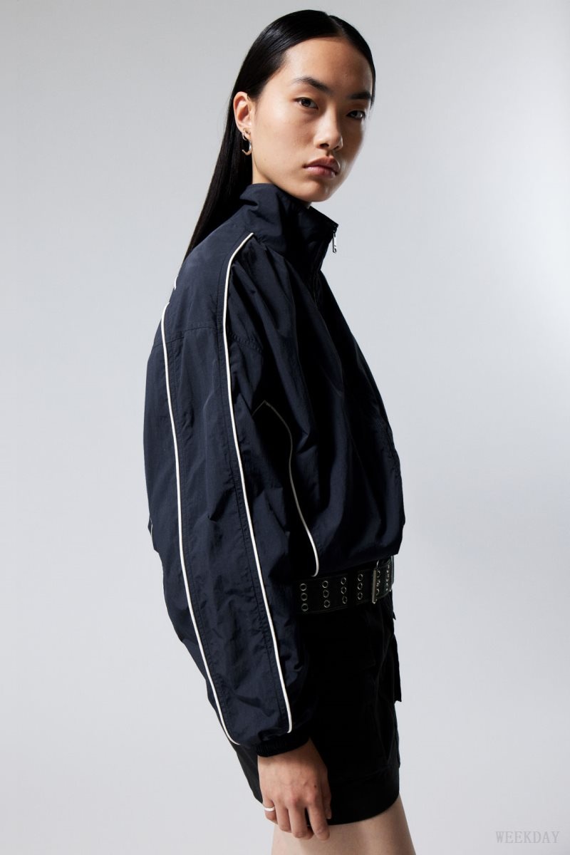 Weekday Nera Windbreaker Jacket Dark Blue | OJIL4162