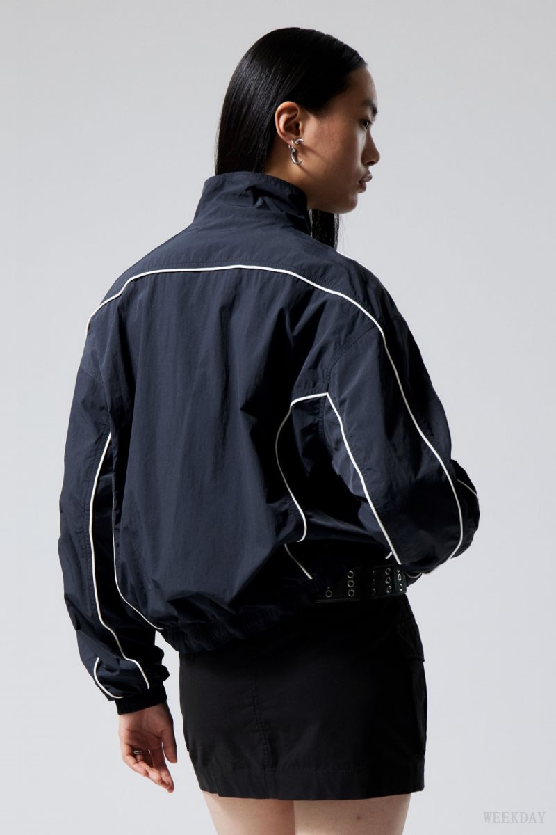 Weekday Nera Windbreaker Jacket Dark Blue | OJIL4162