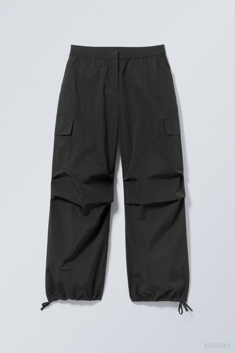 Weekday Nila Parachute Trousers Black | WCQA2724