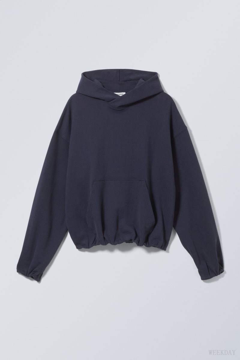 Weekday Nolan Boxy Hoodie Dark Blue | ZQRI0235