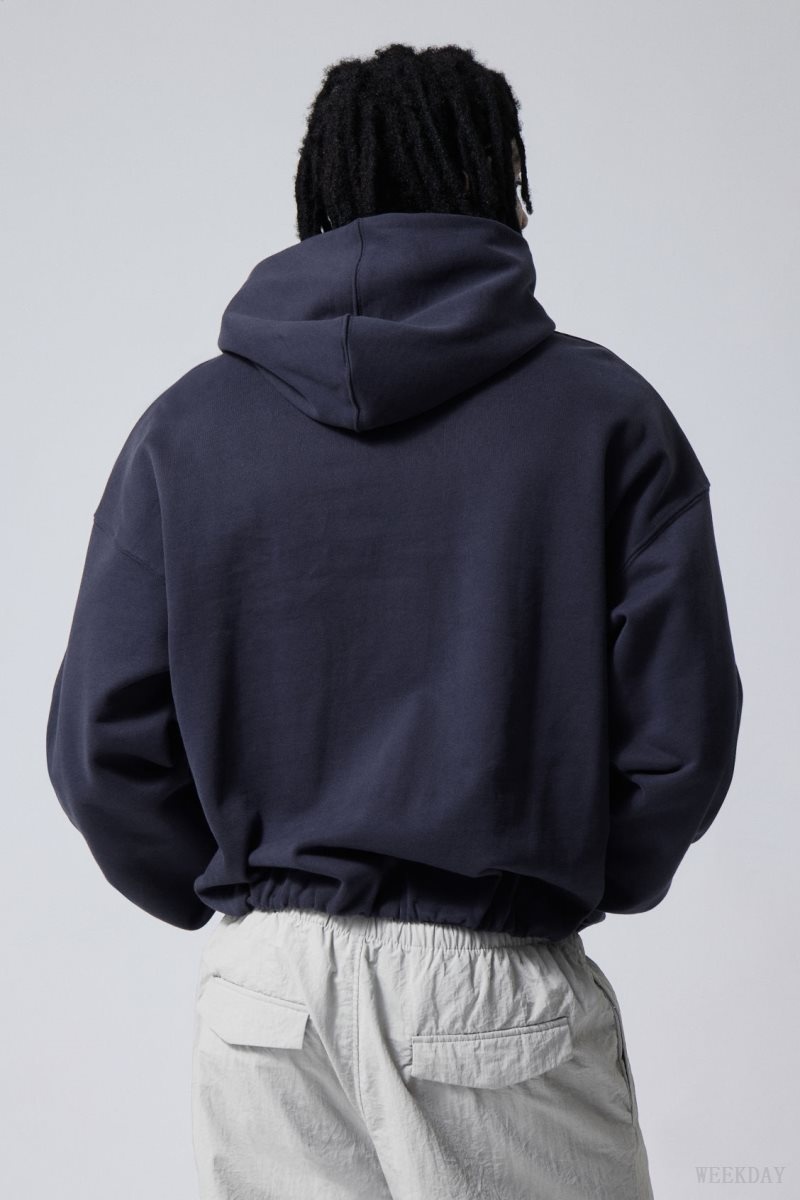 Weekday Nolan Boxy Hoodie Dark Blue | ZQRI0235