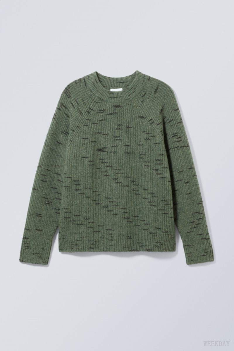 Weekday Norman Relaxed Raglan Sweater Green | TYLH0916