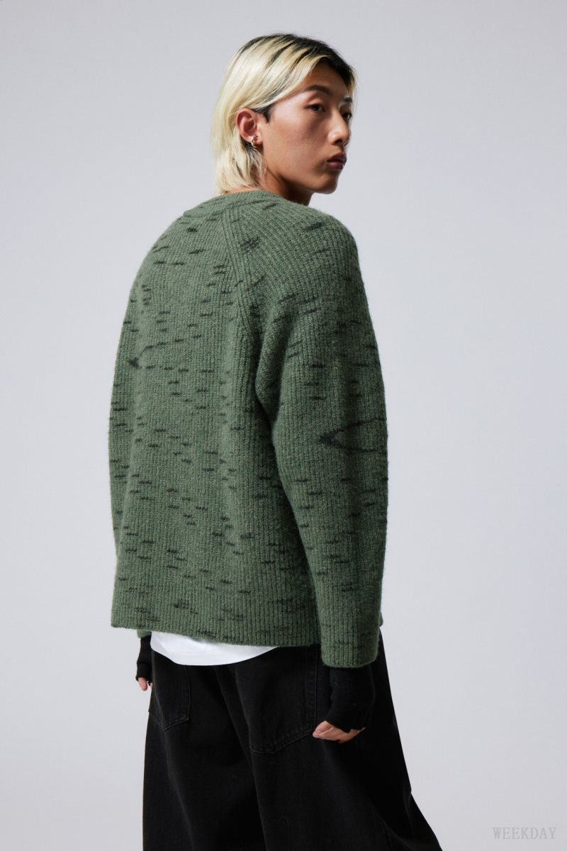 Weekday Norman Relaxed Raglan Sweater Green | TYLH0916