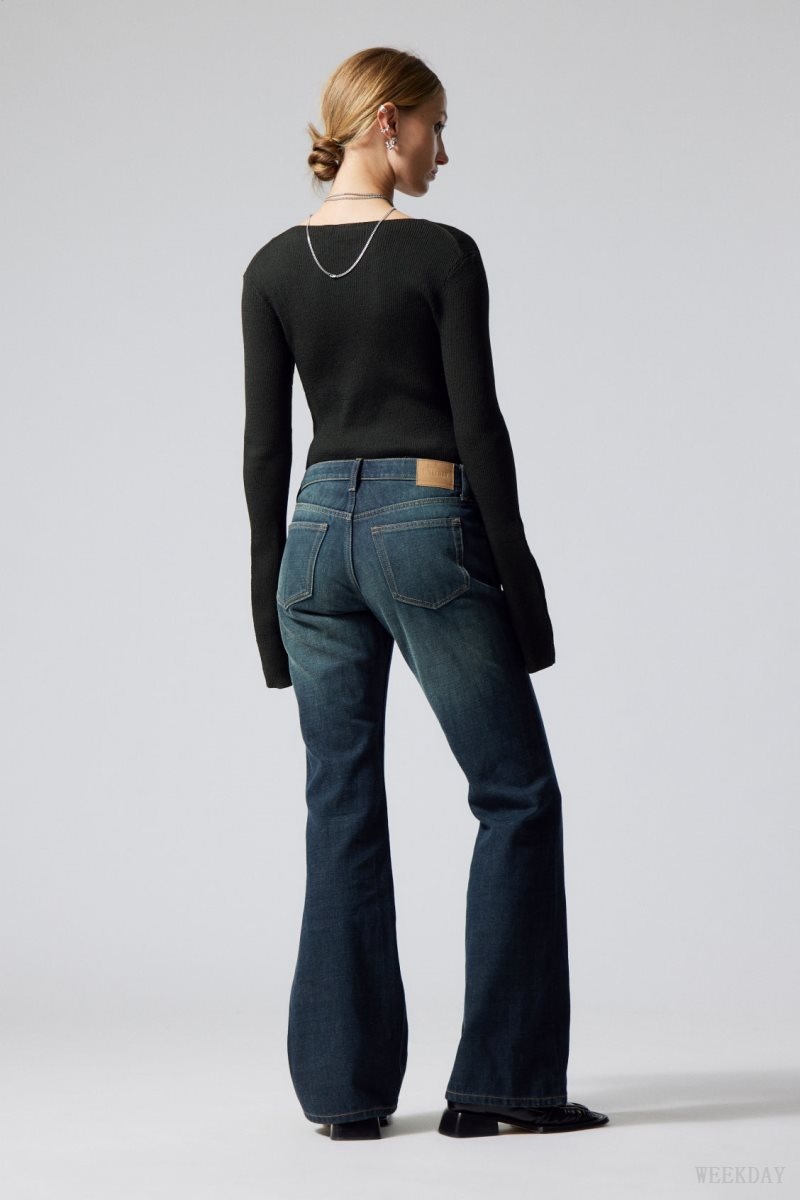 Weekday Nova Low Slim Bootcut Jeans Blue | GTFJ5621