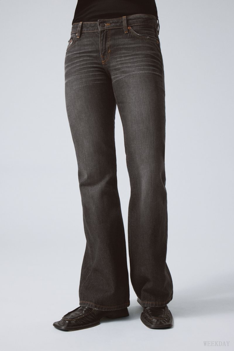 Weekday Nova Low Slim Bootcut Jeans Grey Black | SJQG8756