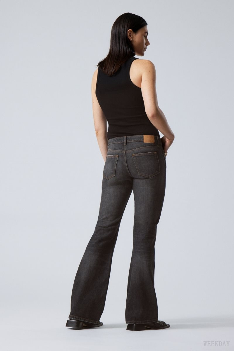 Weekday Nova Low Slim Bootcut Jeans Grey Black | SJQG8756