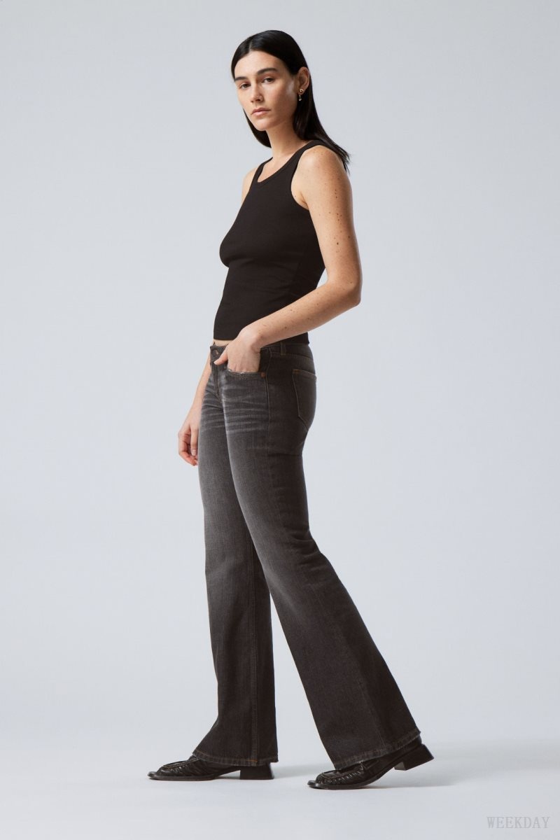 Weekday Nova Low Slim Bootcut Jeans Grey Black | SJQG8756