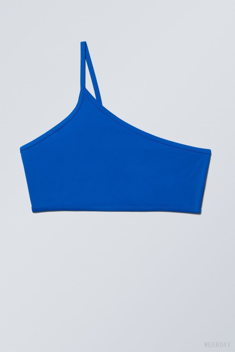 Weekday One-Shoulder Bikini Top Blue | QHUZ7998