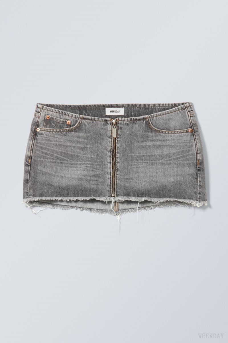 Weekday Ontario Denim Mini Skirt Grey | PVSC8697