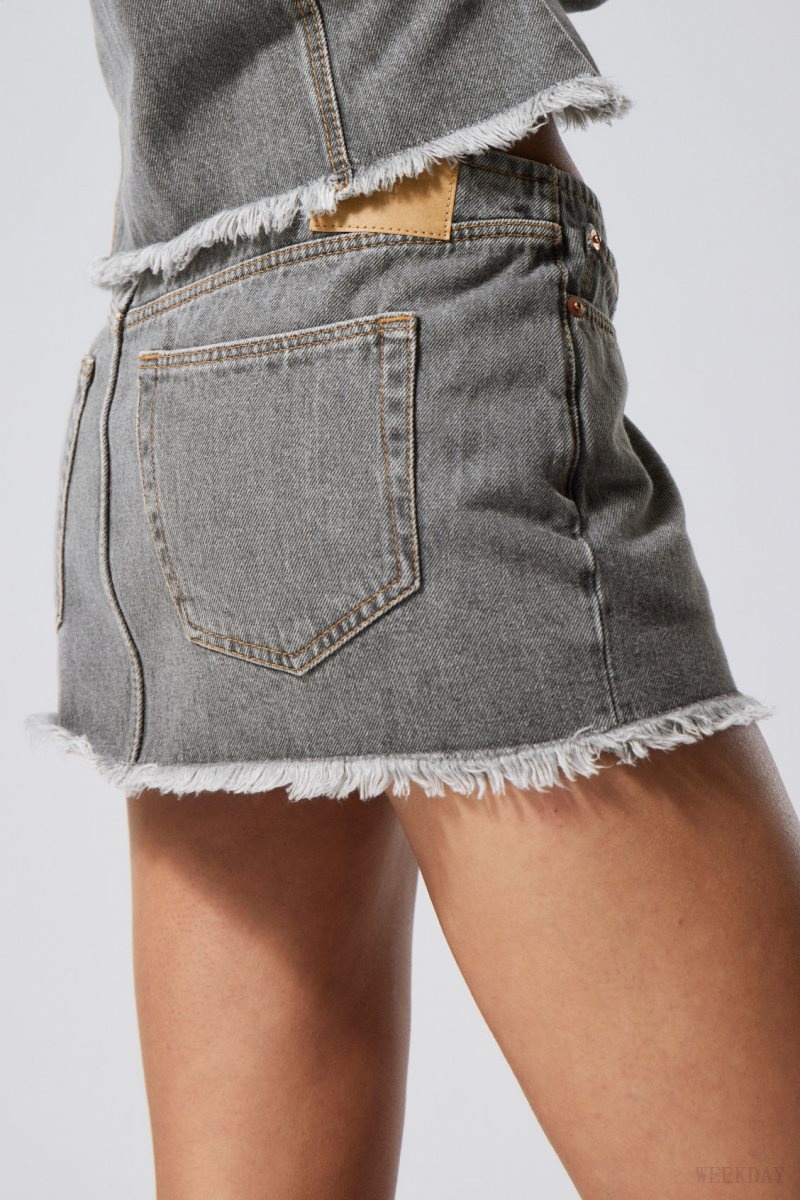 Weekday Ontario Denim Mini Skirt Grey | PVSC8697