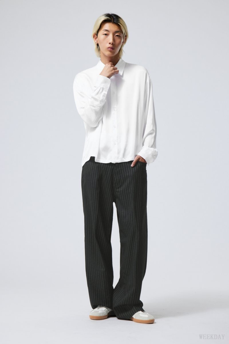 Weekday Oversized Boxy Shiny Shirt White | VVBA7760