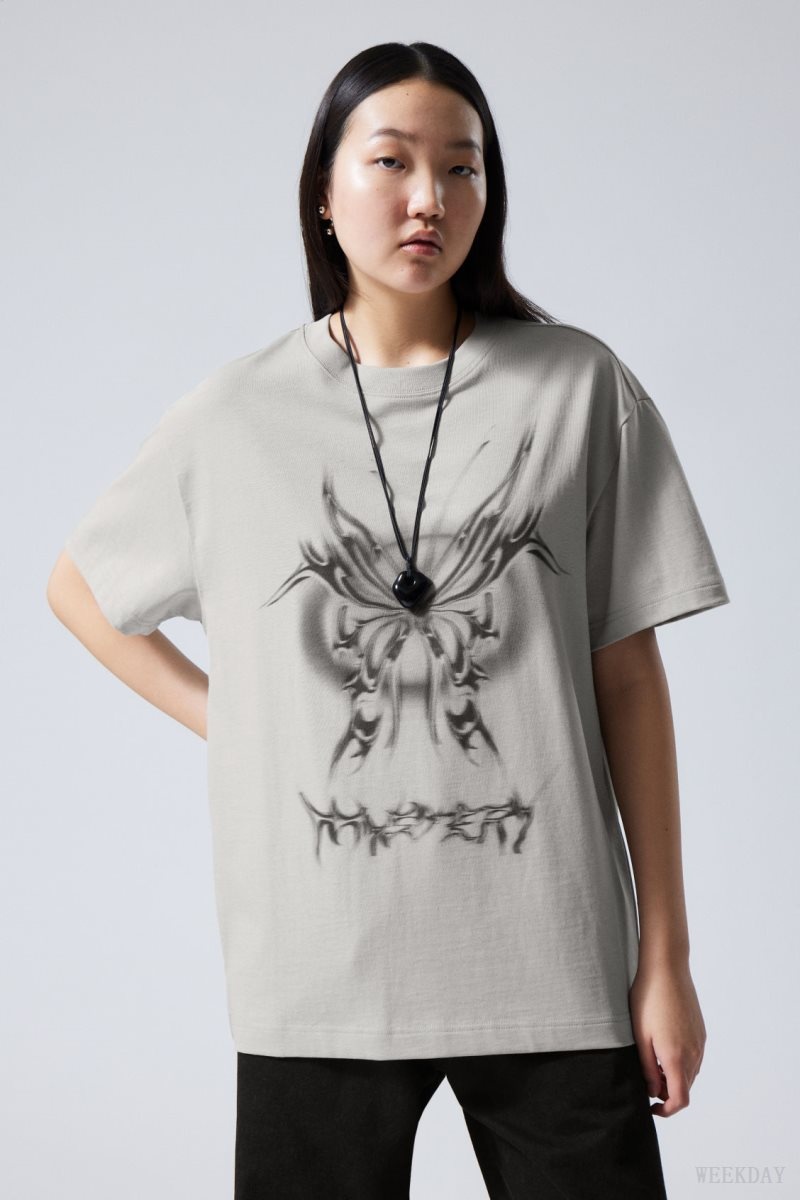 Weekday Oversized Graphic Printed T-shirt Mystery Butterfly | SSNZ4106