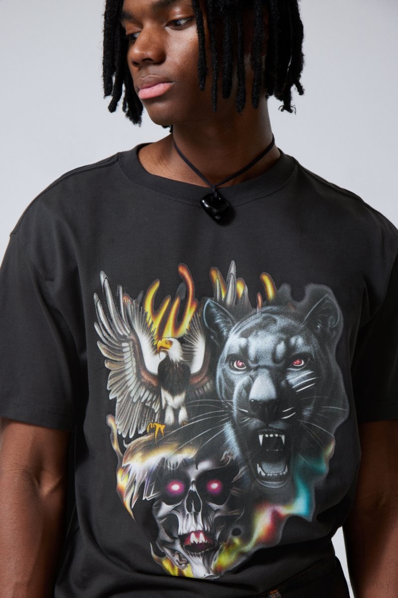 Weekday Oversized Graphic Printed T-shirt Raw Animals Energy | WZVE0497