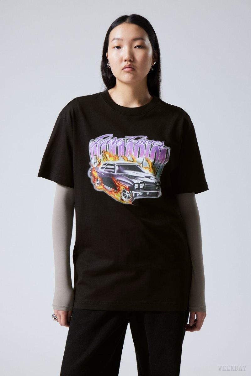 Weekday Oversized Graphic Printed T-shirt Pure Power Champion | AGAS8815