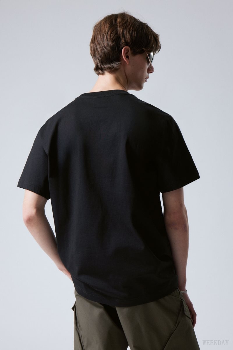 Weekday Oversized Graphic Printed T-shirt Black | KCXN4043