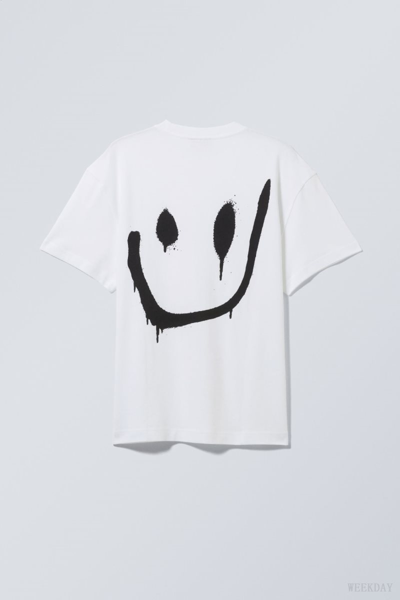 Weekday Oversized Graphic Printed T-shirt Drippy Smiling Face | YGYY2676