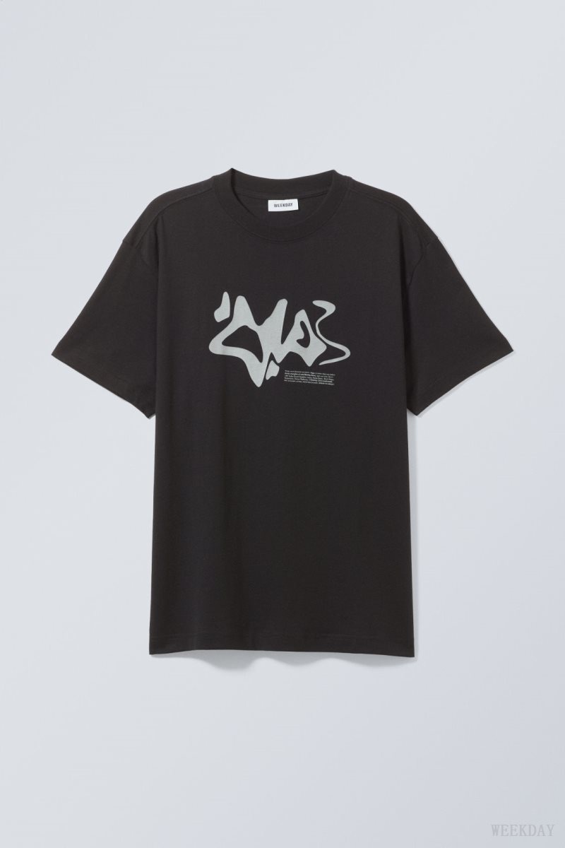 Weekday Oversized Graphic Printed T-shirt Black | OMYG1884