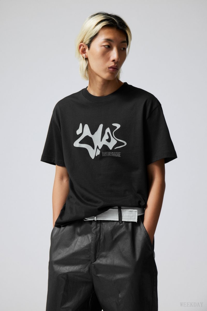 Weekday Oversized Graphic Printed T-shirt Black | OMYG1884