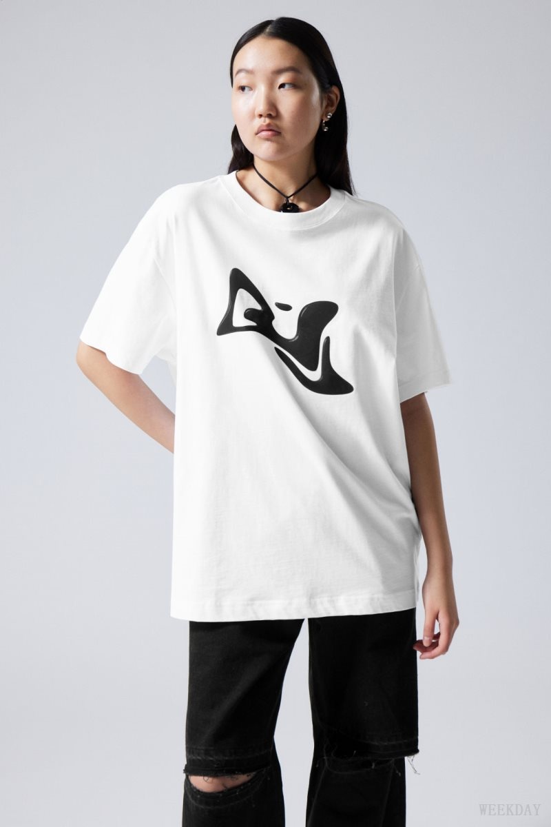 Weekday Oversized Graphic Printed T-shirt Liquid | DBKP9678