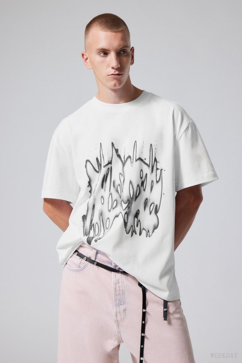 Weekday Oversized Graphic Printed T-shirt Grey | REIR9993