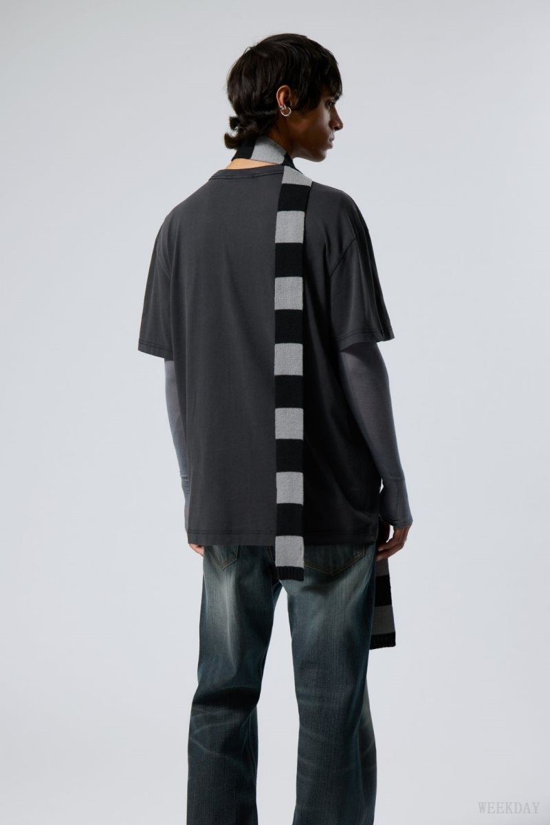 Weekday Oversized Graphic Printed T-shirt Black | OJPX6221