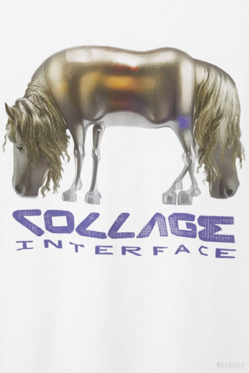 Weekday Oversized Graphic Printed T-shirt AI Collage Horse | DTAT9758