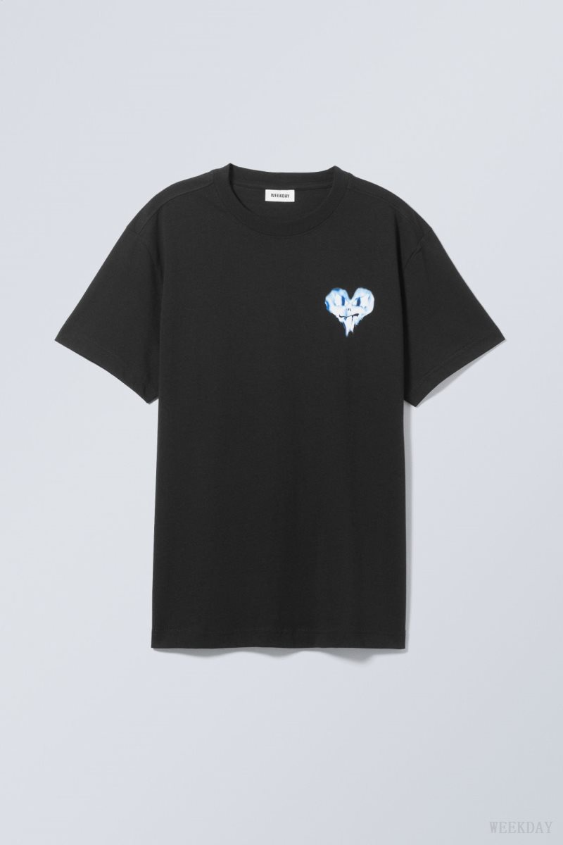 Weekday Oversized Graphic Printed T-shirt Angry Heart | VVDJ9214